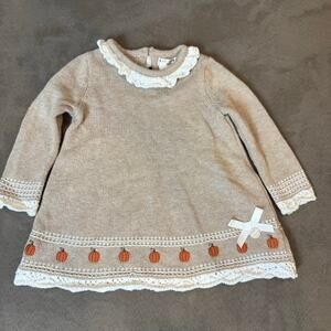 Max Studio Baby Sweater Dress Pumpkins Fall Halloween Thanksgiving 3-6 Months